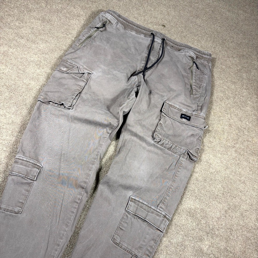 Hollister Jogger Pants Mens XL Gray Advanced Stretch Cargo Pockets Drawstring